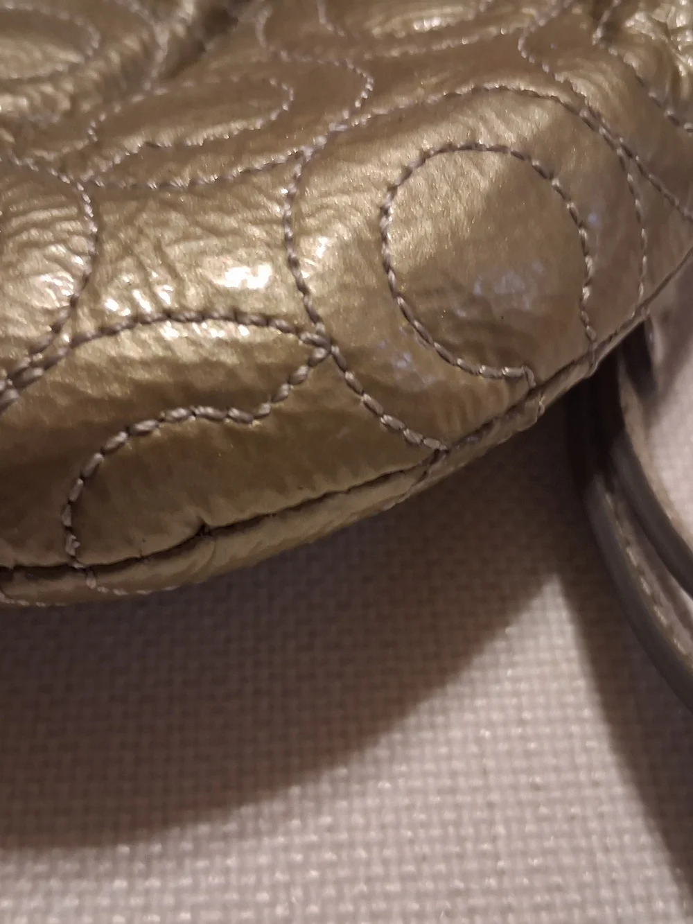 Coach Metallic Gold Leather Embossed C Pattern Wristlet Clutch